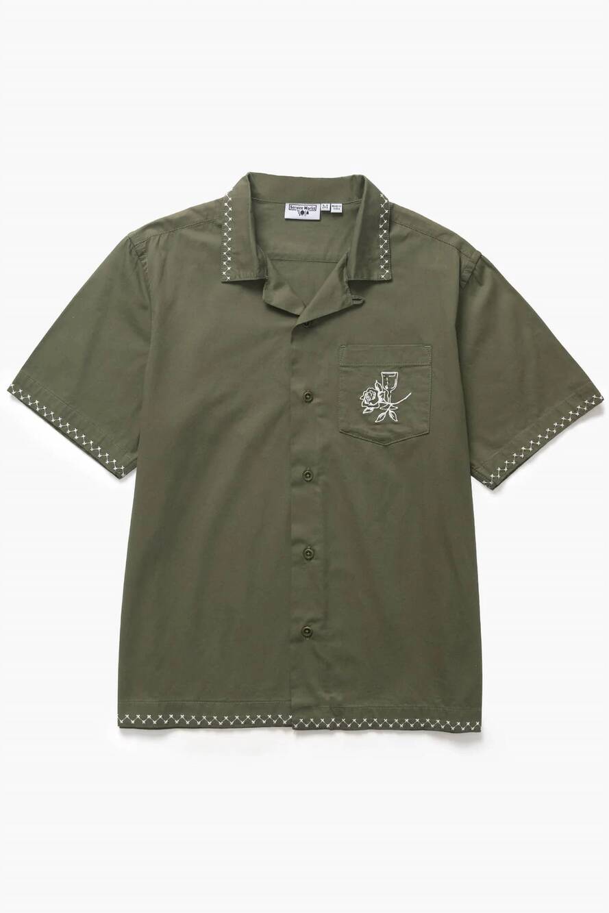 NEW SERVICE WORKS men's border shirt in olive